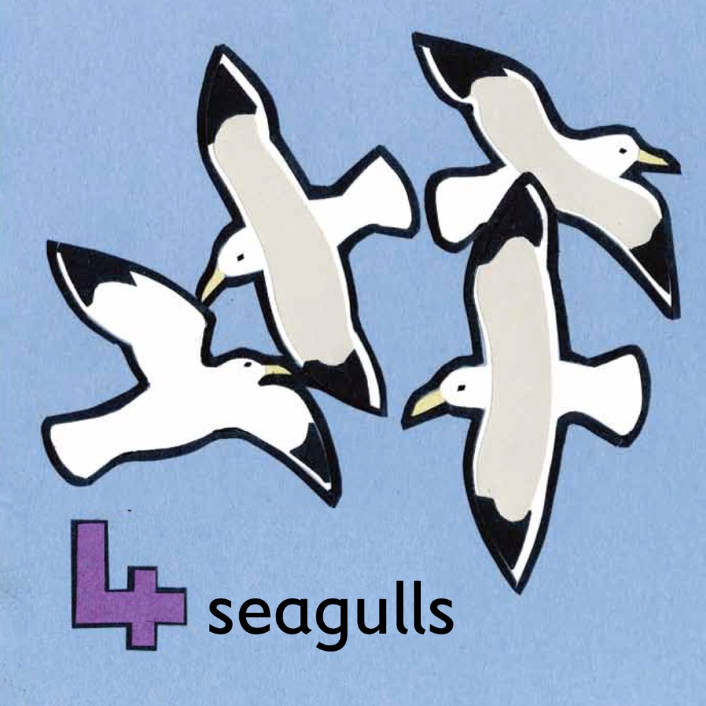 Detail of 4 seagulls children graphic by Anonymous