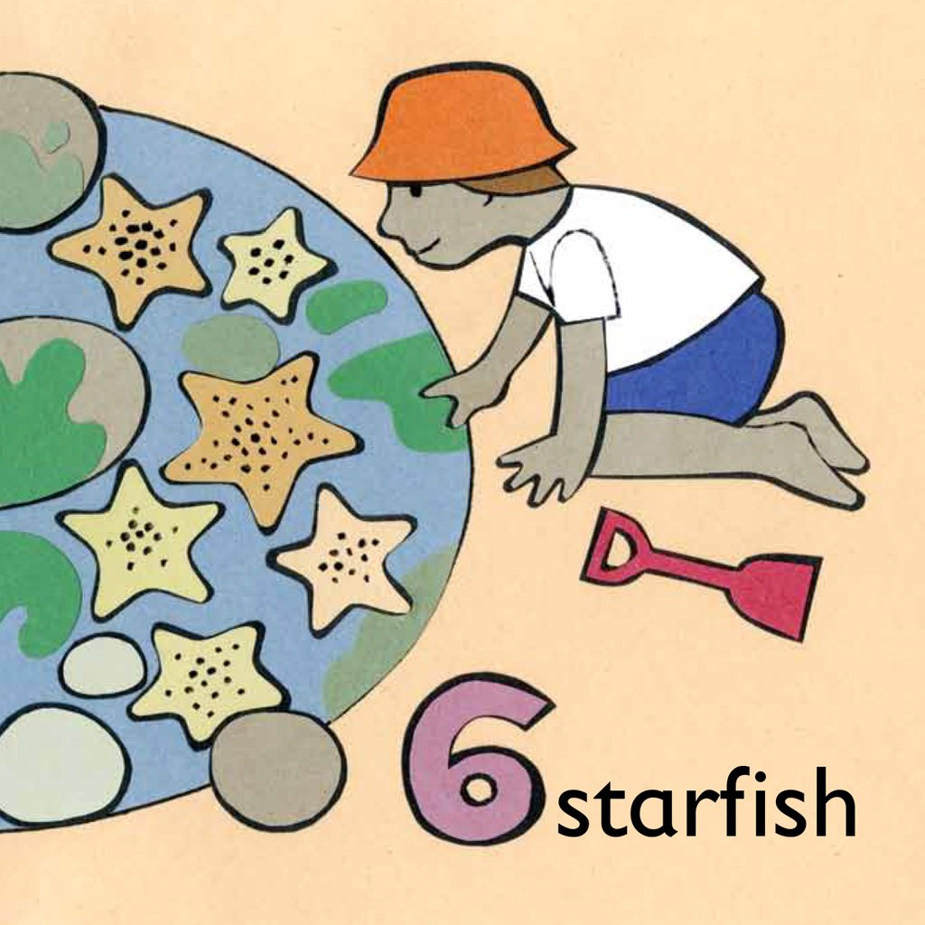 Detail of 6 starfish children graphic by Anonymous