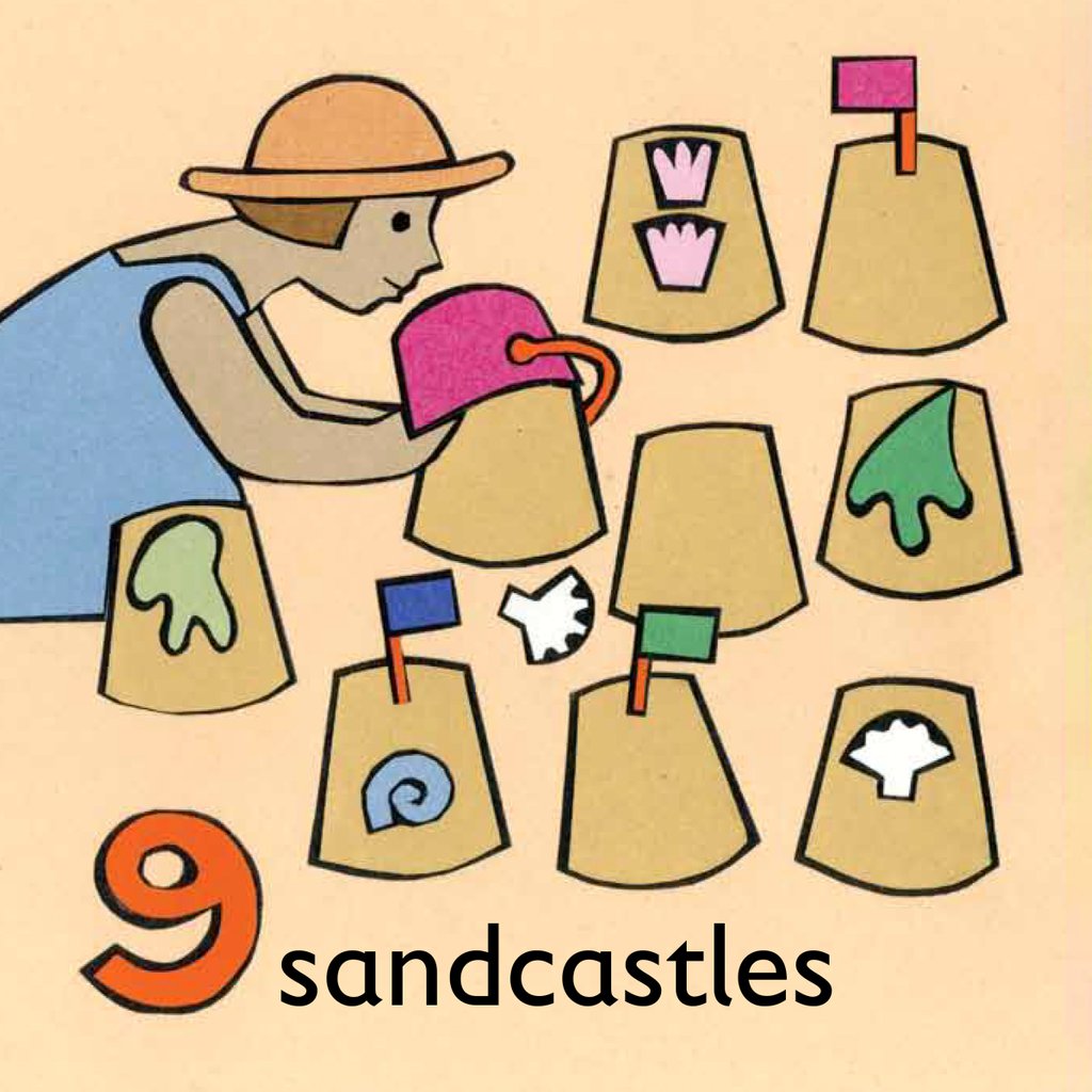 Detail of 9 sandcastles children graphic by Anonymous