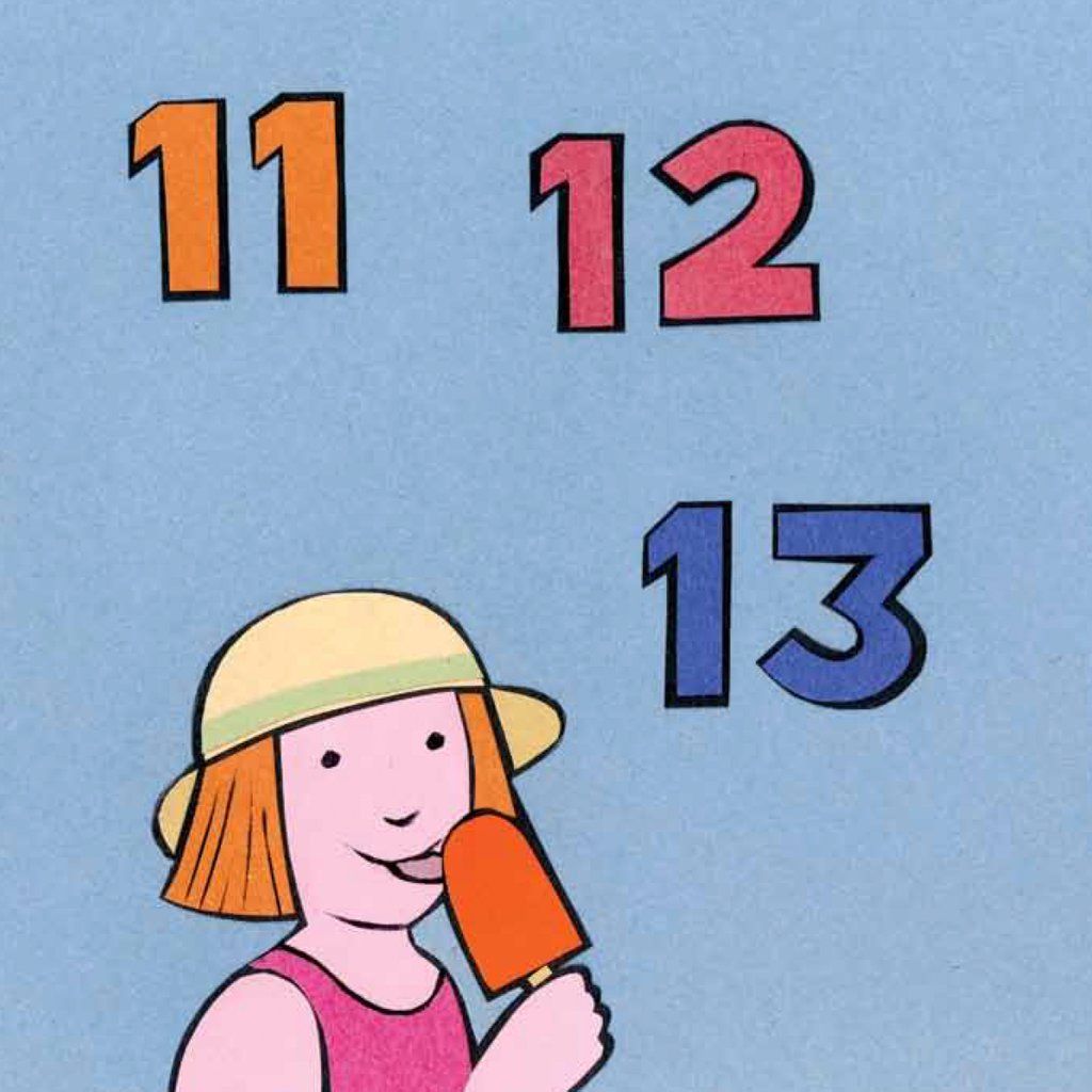 Detail of 11, 12 and 13. A girl with an ice lolly children graphic by Anonymous