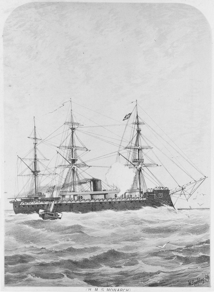 Detail of HMS 'Monarch' (1868) under way by W. Spalding