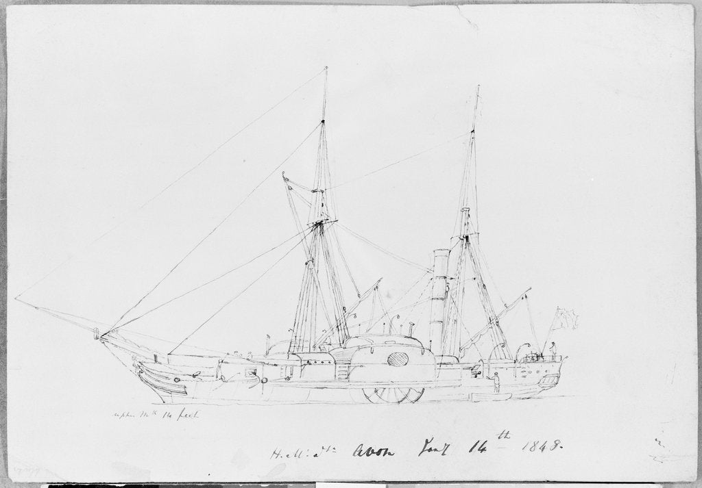 Detail of Sketch of HMS Avon Jany 14th 1848 by Lieutenant Robert Strickland Thomas