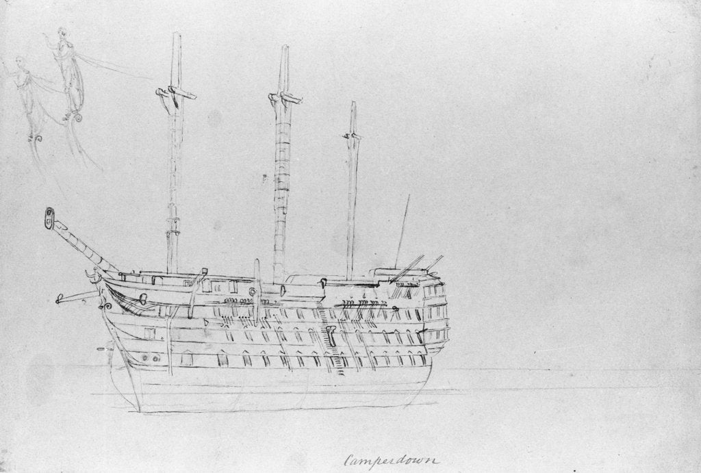 Detail of A sketch of HMS 'Camperdown' by Robert Strickland Thomas